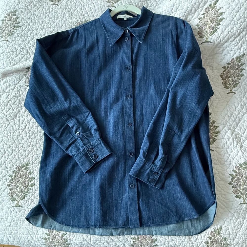 Tibi Dark Blue Denim Shirt
